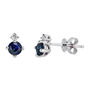 Blue Sapphire &amp; Diamond Earrings in 10K White Gold