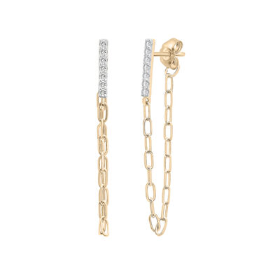Diamond Bar Paperclip Chain Earrings in Vermeil (1/7 ct. tw.)