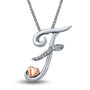Diamond I Am Loved &quot;F&quot; Pendant in Sterling Silver &amp; 14K Rose Gold