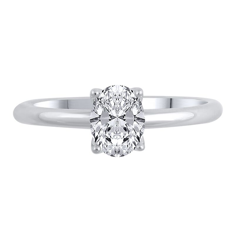 lab grown diamond solitaire oval engagement ring in 14k white gold &#40;1 ct.&#41;