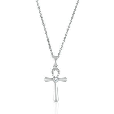 Ankh Pendant with Diamond Accent in 10K White Gold