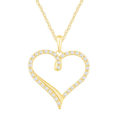 Diamond Heart Pendant in 10K Yellow Gold (1/4 ct. tw.) 