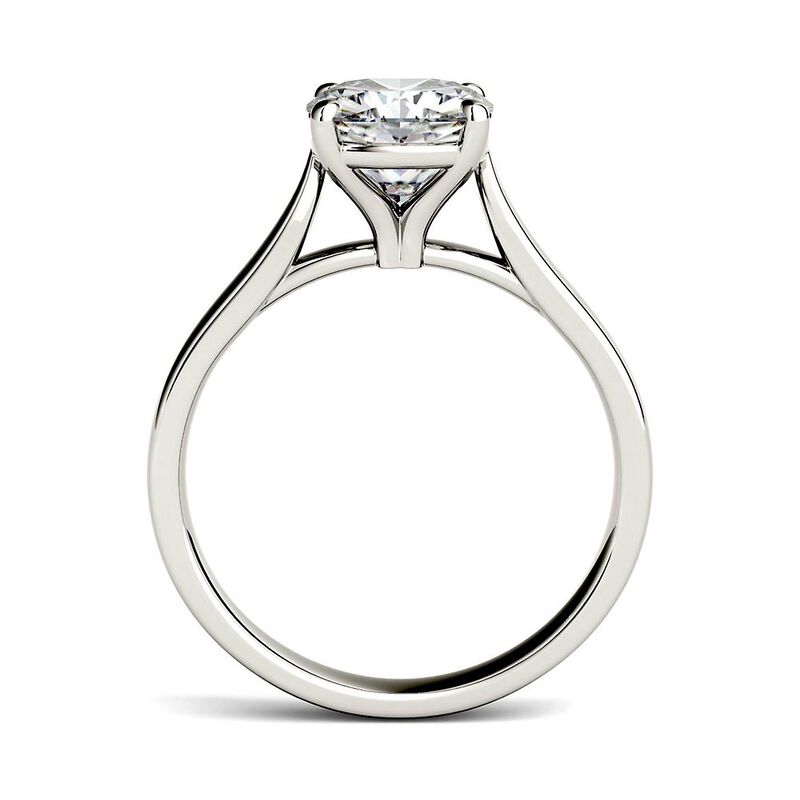 Cushion-Cut Moissanite Solitaire Ring in 14K White Gold &#40;2 ct.&#41;