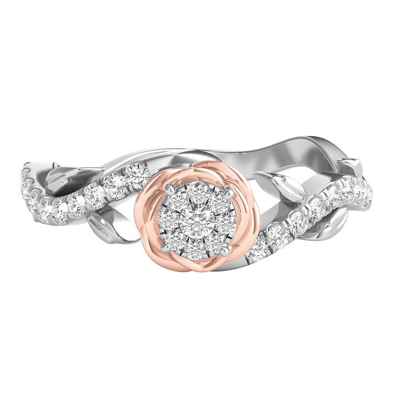Belle Rose Diamond Promise Ring in 14K White &amp; Rose Gold &#40;1/4 ct. tw.&#41;