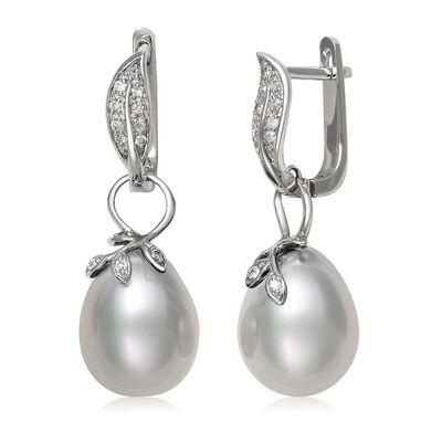 Freshwater Cultured Pearl & White Topaz Earrings in Sterling Silver