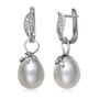 Freshwater Cultured Pearl &amp; White Topaz Earrings in Sterling Silver