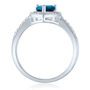 Pear-Shaped London Blue Topaz and Lab-Created White Sapphire Ring in Sterling Silver 