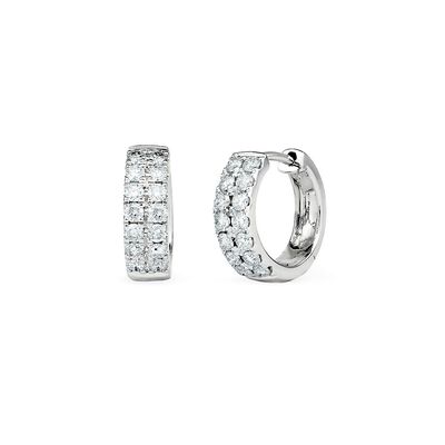 3/4 ct. tw. Diamond Hoop Earrings in 10K White Gold