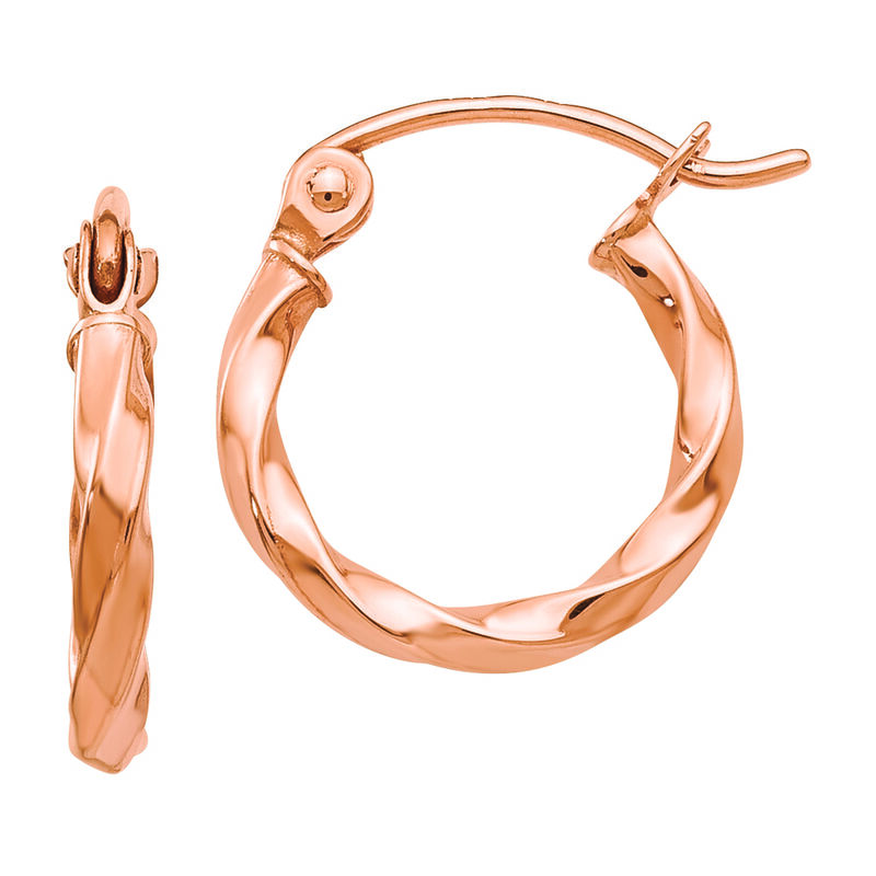 Twisted Hoop Earrings in 14K Rose Gold