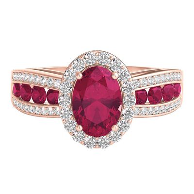Ruby & 1/4 ct. tw. Diamond Ring in 10K Rose Gold
