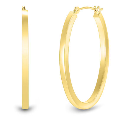 Oval Polished Hoop Earrings in 14K Gold