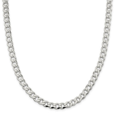 Curb Chain Necklace in Sterling Silver, 26