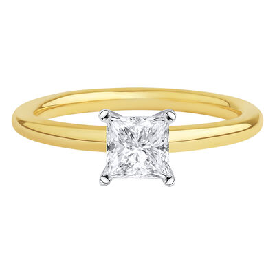 lab grown diamond princess-cut solitaire engagement ring in 14k gold (3/4 ct.)