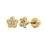 Children&#39;s Lab Created White Cubic Zirconia Star Earrings in 14K Yellow Gold