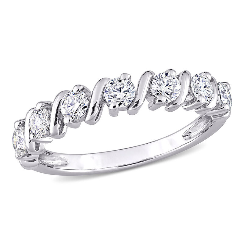 Moissanite Ring with S-Style Setting in Sterling Silver