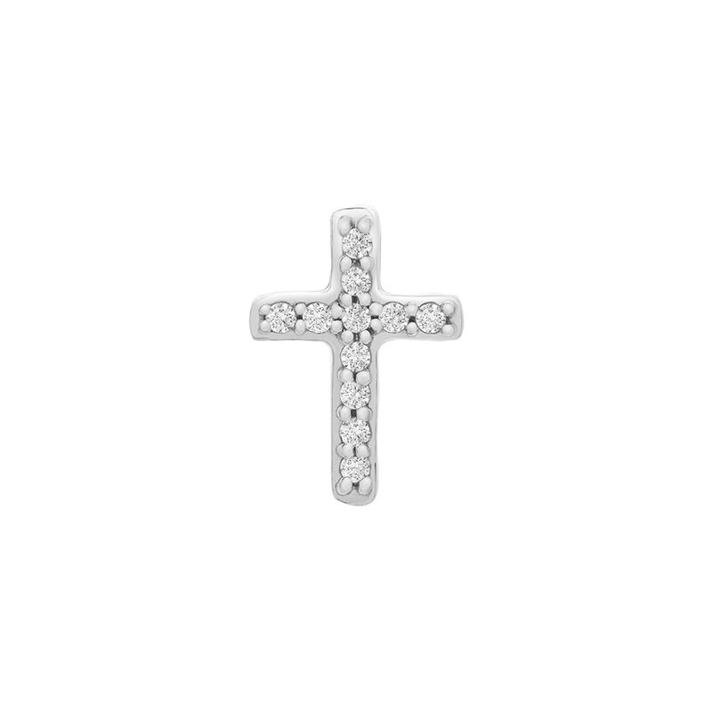 Single Diamond Stud Earring Cross in 10K White Gold