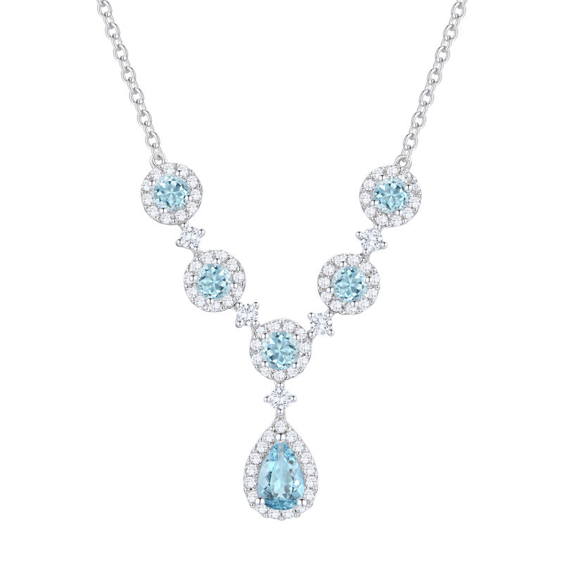 Santa Maria Aquamarine and Diamond Y-Necklace in 10K White Gold &#40;1/5 ct. tw.&#41;