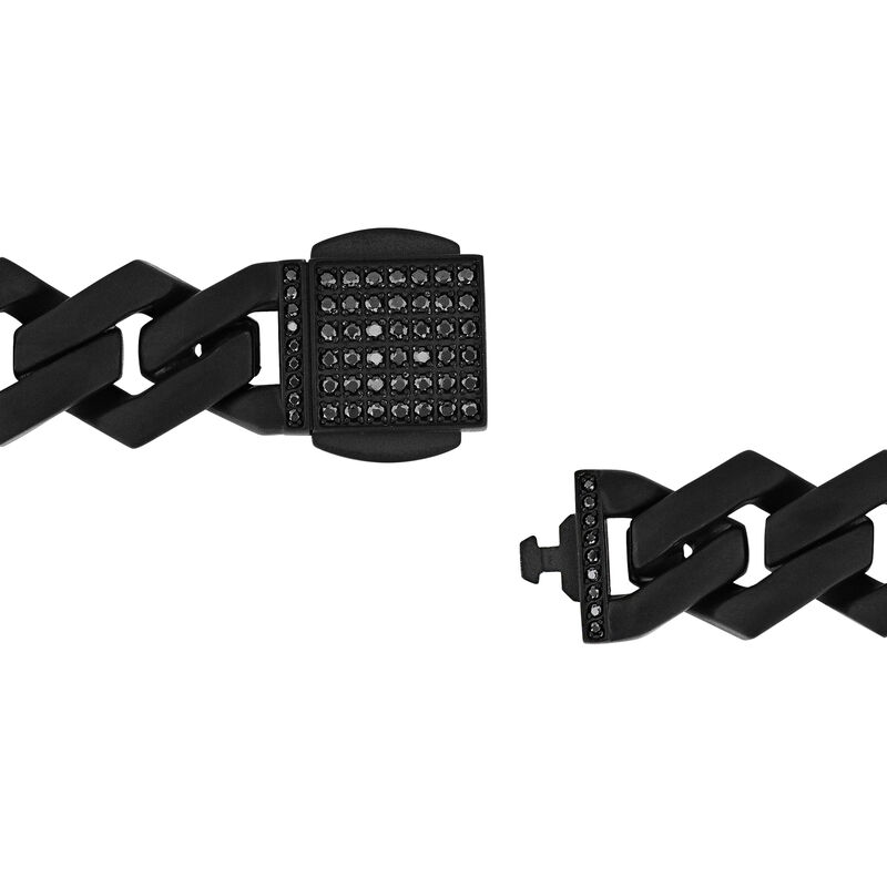 Link Bracelet with Black Diamonds in Matte Black Ion-Plated Stainless Steel, 13MM, 8.5&rdquo; &#40;1/2 ct. tw.&#41; 