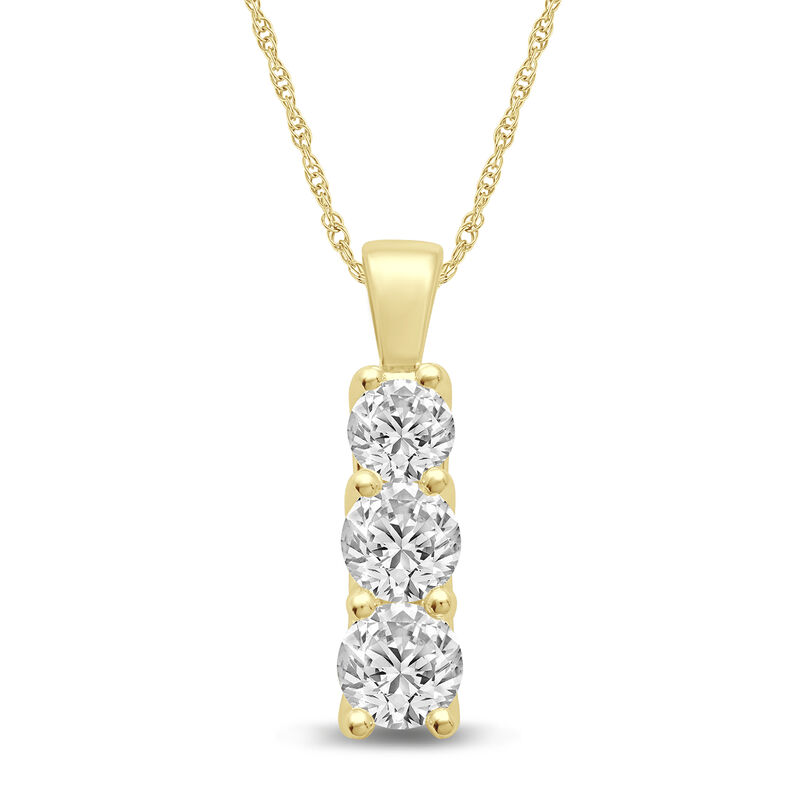 Lab Grown Diamond Three-Stone Pendant in 10K yellow Gold &#40;1/2 ct. tw.&#41;