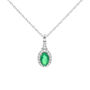 Oval Emerald &amp; Diamond Pendant in 10K White Gold &#40;1/7 ct. tw.&#41;