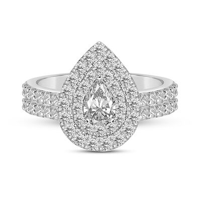 Lab Grown Diamond Pear-Shaped Bridal Set in 14K White Gold (1 1/2 ct. tw.)