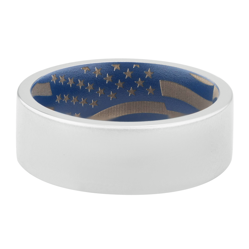 Men&#39;s Band with American Flag Engraving in Cobalt Chrome, 8MM