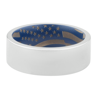 Men's Band with American Flag Engraving in Cobalt Chrome, 8MM