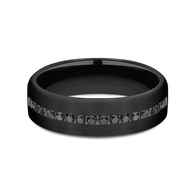 Men’s Black Wedding Band with Black Diamonds in Titanium, 6.5mm (3/8 ct. tw.)