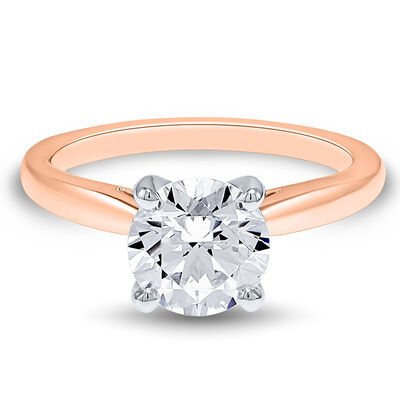lab grown diamond round solitaire engagement ring in 14K rose gold (1ct.)