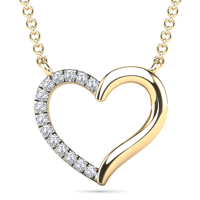 Diamond Accent Heart Necklace in 14K Yellow Gold 