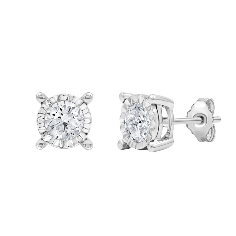 Lab Grown Diamond Round Illusion Stud Earrings in 10K White Gold &#40;1/2 ct. tw.&#41;