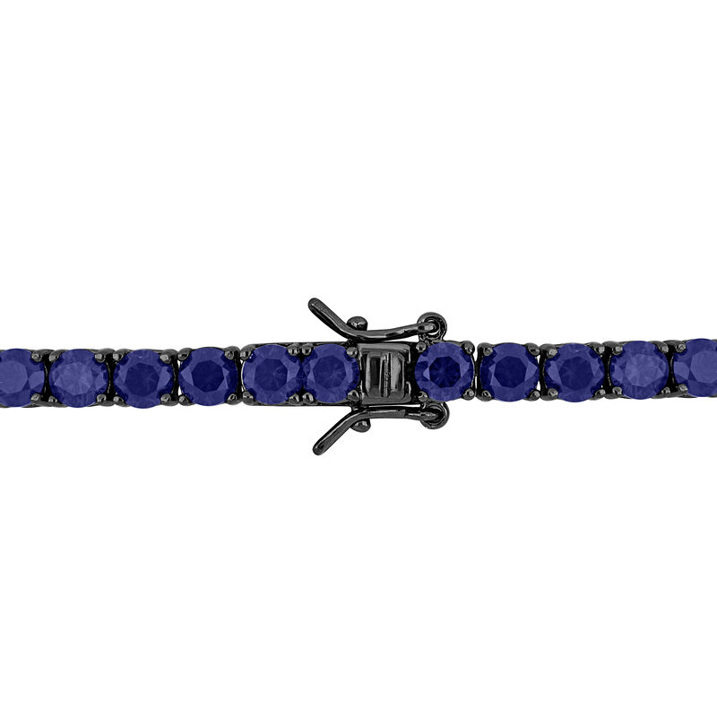 Lab-Created Blue Sapphire Bracelet in Sterling Silver &amp; Black Rhodium