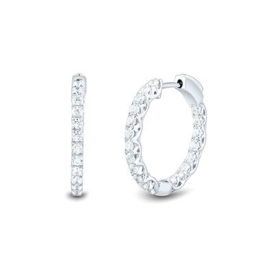1 ct. tw. Lab Grown Diamond Hoop Earrings in 14K White Gold