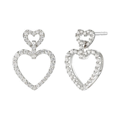 Open Heart Diamond Earrings in 10K White Gold (1/3 ct. tw.)