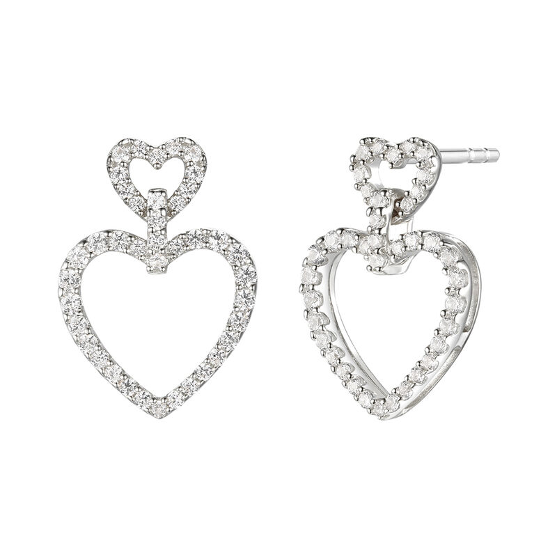 Open Heart Diamond Earrings in 10K White Gold &#40;1/3 ct. tw.&#41;