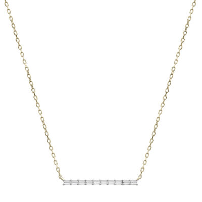 Baguette Diamond Bar Necklace in 14K Yellow Gold (1/7 ct. tw.)