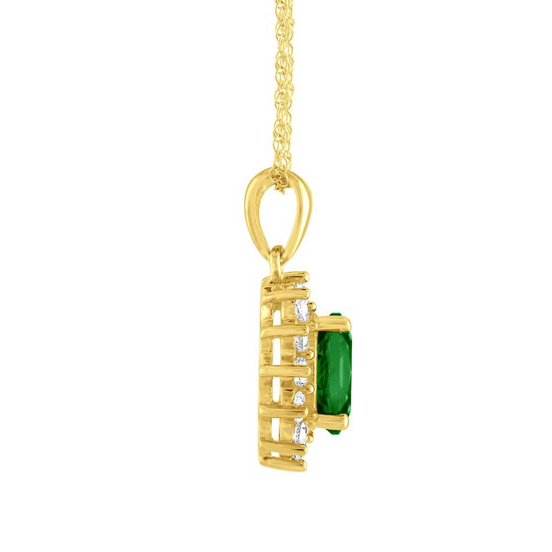 Lab Created Emerald &amp; White Sapphire Pendant in 10K Yellow Gold