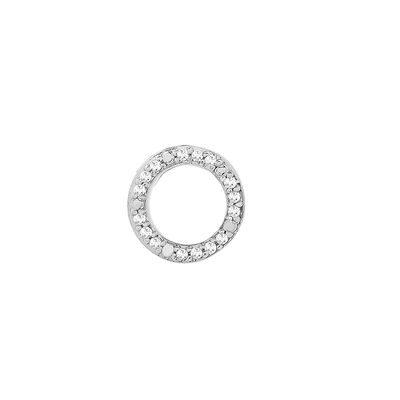 Diamond Circle Single Stud Earring in 10K White Gold