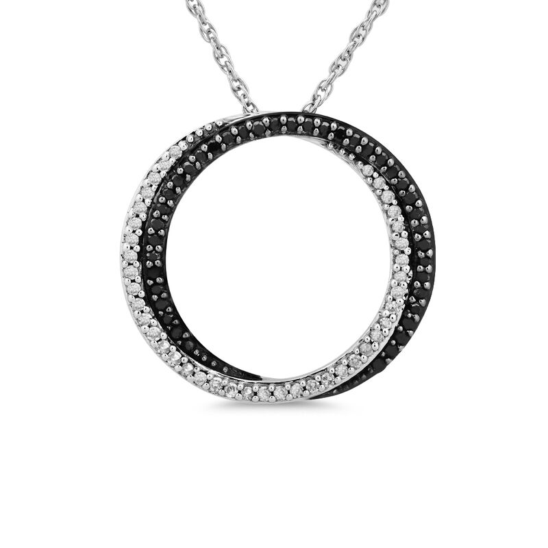 Black &amp; White Diamond Circle Twist Pendant in Sterling Silver &#40;1/5 ct. tw.&#41;