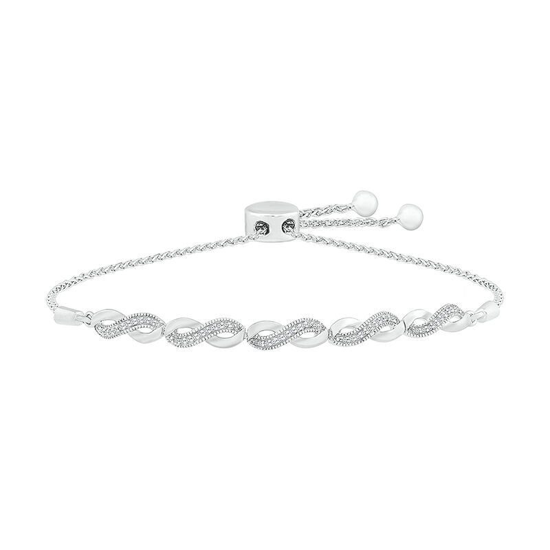 Diamond Infinity Bolo Bracelet in Sterling Silver &#40;1/10 ct. tw.&#41;
