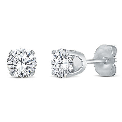 Round Diamond Stud Earrings with Crown Setting in 14K Gold (1 1/2 ct. tw.)