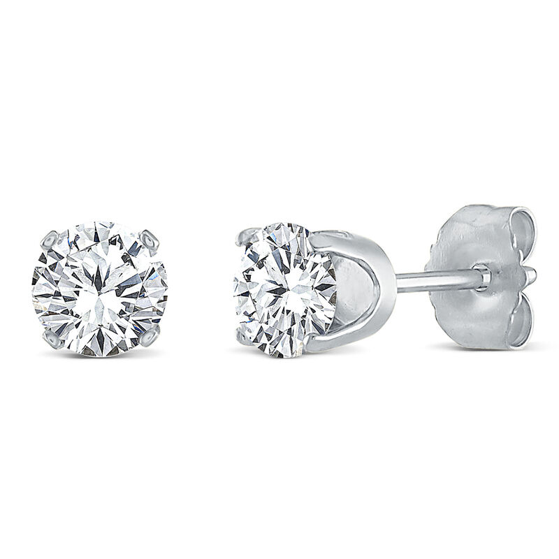 Round Diamond Stud Earrings with Crown Setting in 14K White Gold &#40;1 1/2 ct. tw.&#41;