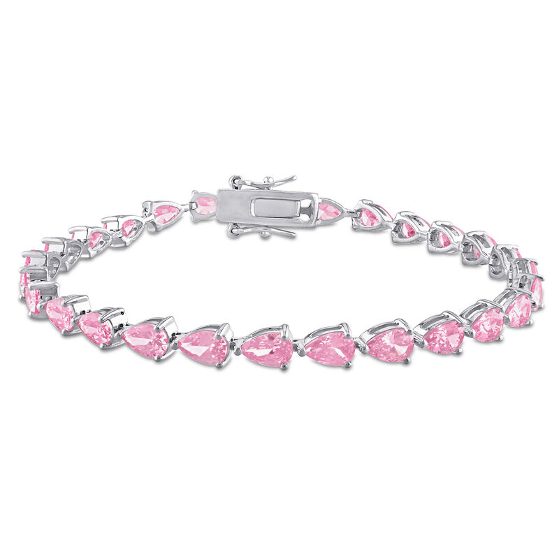 Lab-Created Pink Sapphire Tennis Bracelet in Sterling Silver, 7.25&rdquo; 