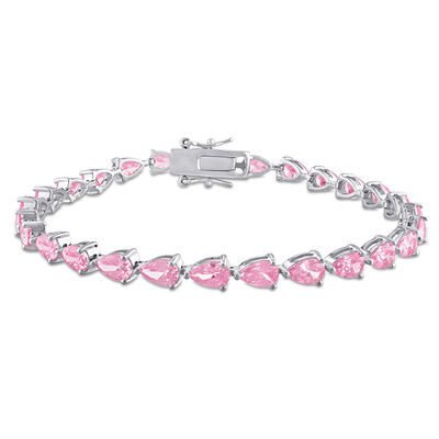 Lab-Created Pink Sapphire Tennis Bracelet in Sterling Silver, 7.25” 