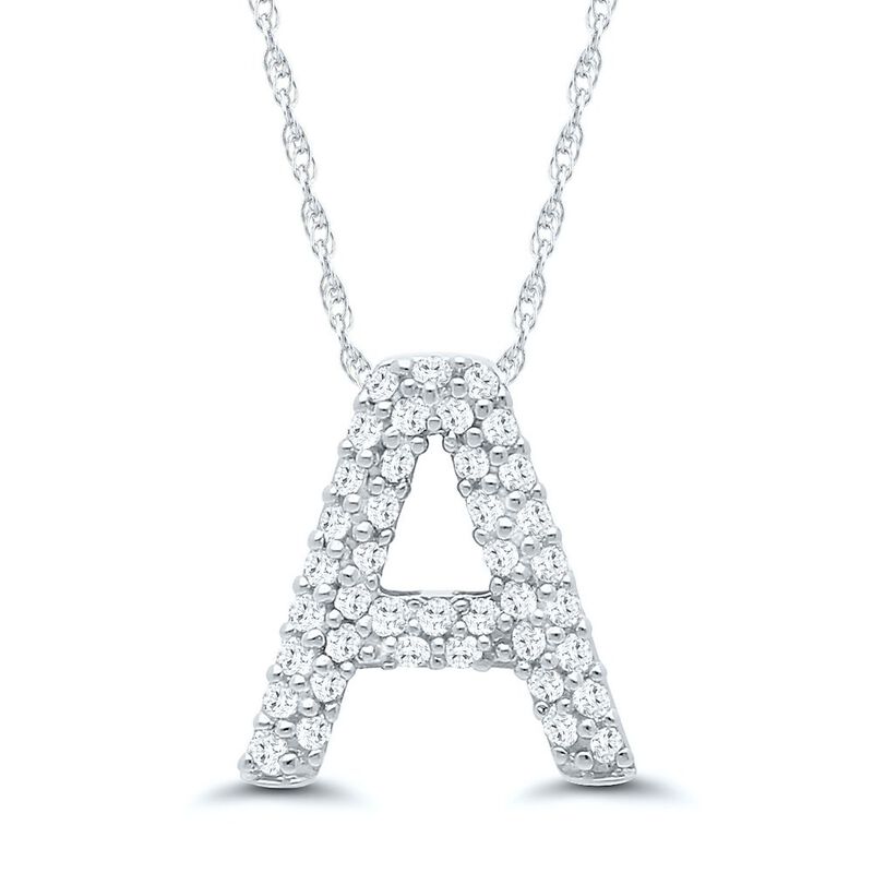 1/7 ct. tw. Diamond A Initial Pendant in 10K White Gold