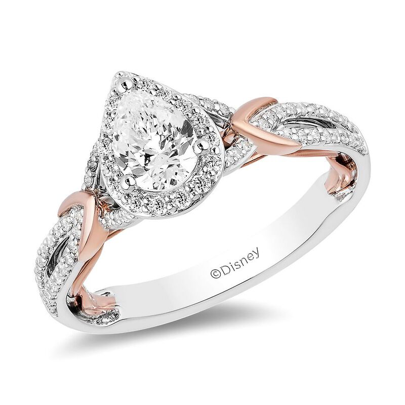 Enchanted Disney Snow White 3/4 ct. tw. Diamond Engagement Ring in 14K White &amp; Rose Gold