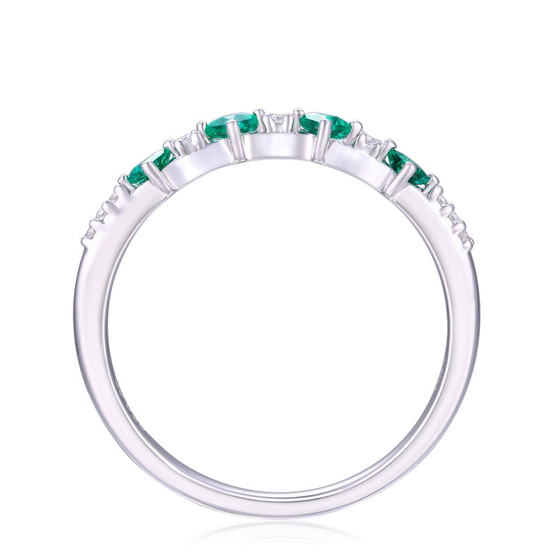 Lab-Created Emerald and Lab-Created White Sapphire Stack Ring in Sterling Silver