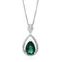 Lab Created Emerald &amp; White Sapphire Teardrop Pendant in Sterling Silver