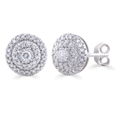 Diamond Double Halo Stud Earrings in 10K White Gold (1/4 ct. tw.)