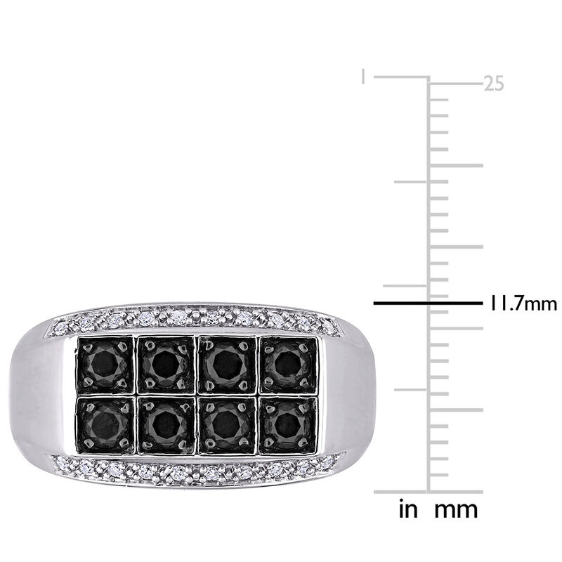 Men&rsquo;s Black &amp; White Diamond Ring in Sterling Silver &#40;1 ct. tw.&#41;